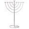 Modern Silver 9 Branch Lighting Thin Pipe Hanukkah Menorah, Metal-Aluminum